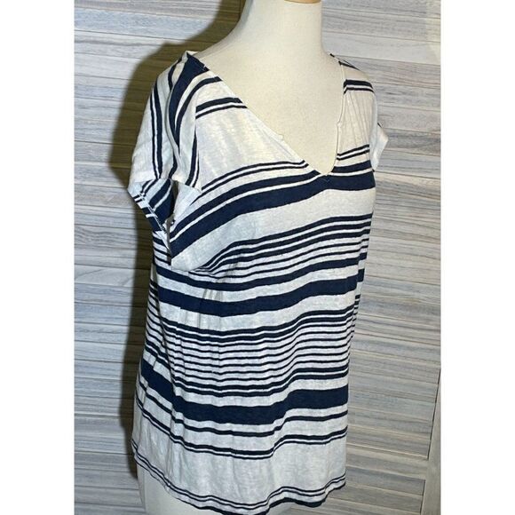Jones & Co. Lg Striped Linen Blouse - Picture 1 of 11